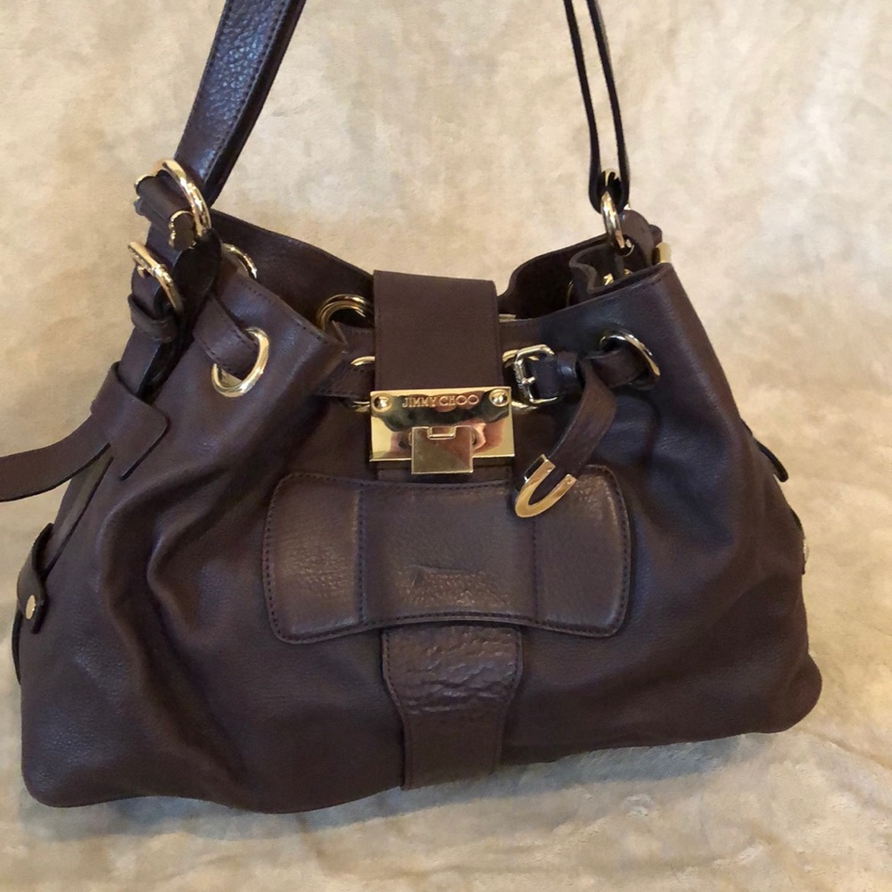 Authentic brown leather Jimmy Choo handbag